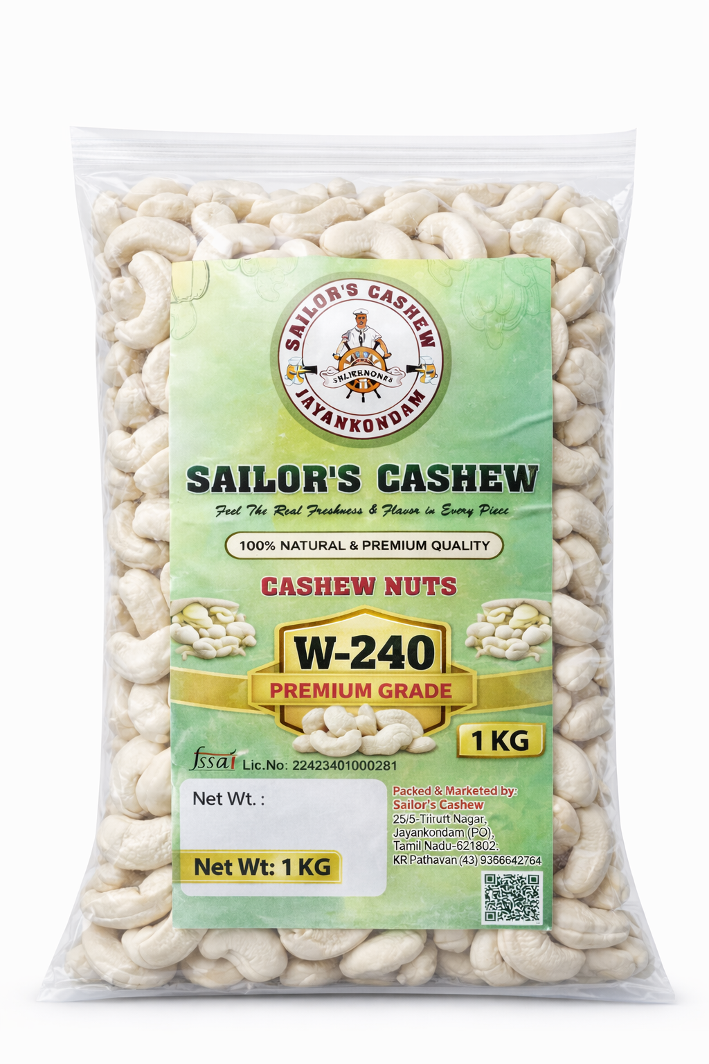 Sailor’s W-240 Premium Cashew Nuts 1 kg
